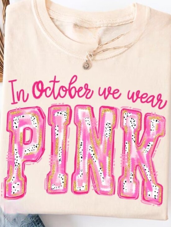 Other - Brushstroke In October We Wear Pink Shirt